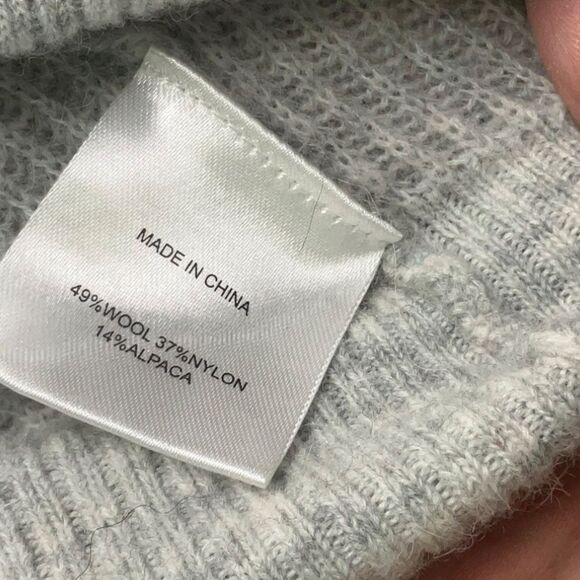 Quince Alpaca Wool Turtleneck Grey Oversized Super Soft Ribbed Sweater M - Picture 5 of 6